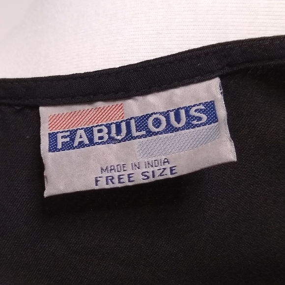 Fabulous Black Embroidered Fringe Scoop Neck Cropped Pullover Tank Top Size M - Picture 4 of 7